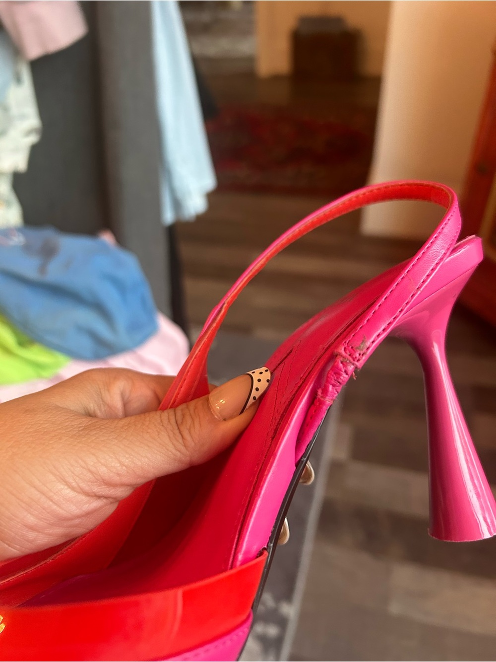 Zara Hot Pink and Red Pointed Slingback Heels size 38 euro - Picture 12 of 13